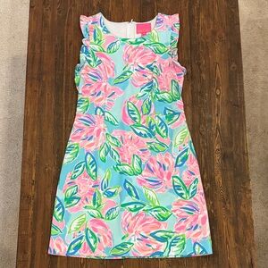Lilly Pulitzer Floral Sleeveless Dress Blue Pink Green Size 8